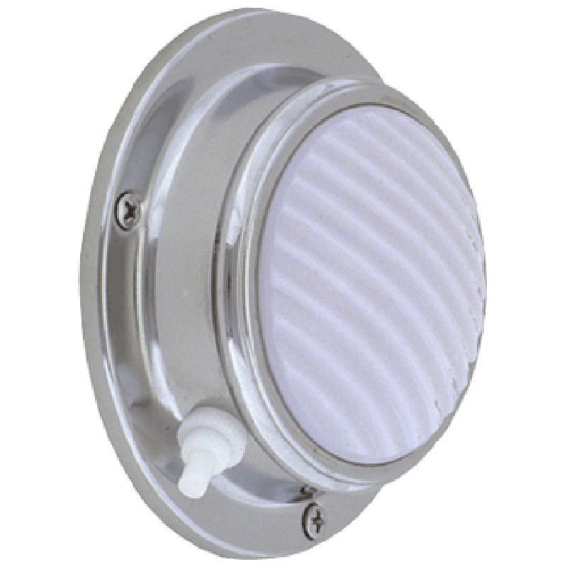 Dome Light w/ Switch - Surface Mount, 24V - Chrome Housing - Clear or Moonstone Lens
