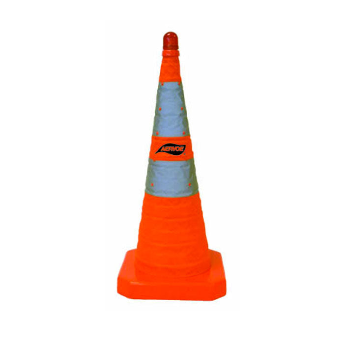 28" Traffic Safety Cone - Collapsible with Red LED Light - 3-Pack Kit