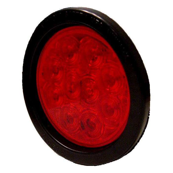 4 Round Led Stop/tail/turn W/ Black Flange 12 Diodes - Amber Or Red - Transportation Safety