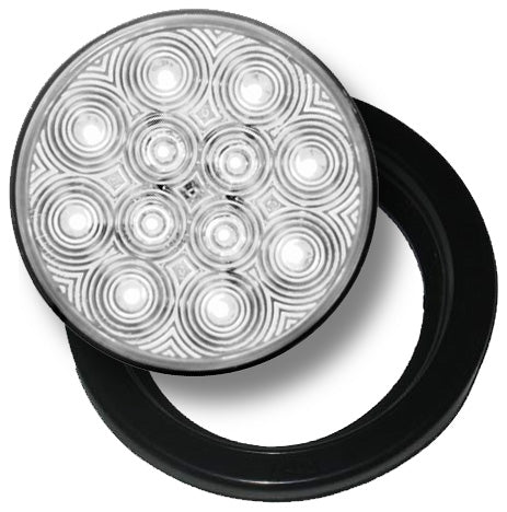 4" Round LED Back Up Light with Grommet and Pigtail , 12 Diodes