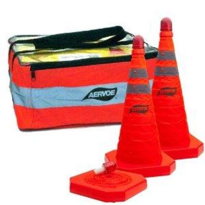Aervoe 28 Traffic Safety Cone - Collapsible With Red Led Light - 3-Pack Kit - Highway