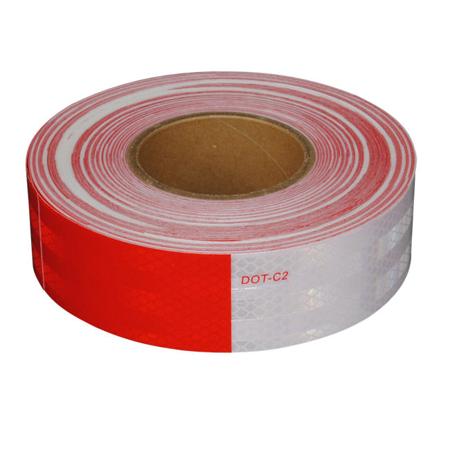 Prismatic Conspicuity Tape, 6" White / 6" Red, 150' x 2", 10 Year Warranty