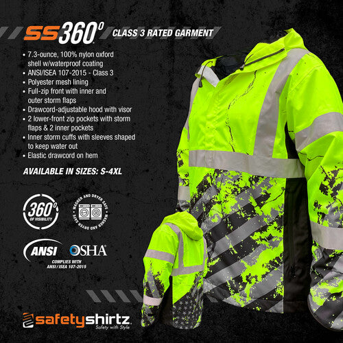 SafetyShirtz - SS360º ANSI Class 3 American Grit Rain Jacket