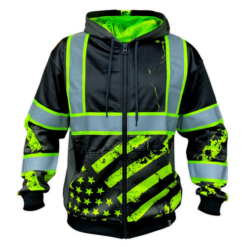 SafetyShirtz - SS360º Enhanced Visibility American Grit Stealth Zip-Up Safety Hoodie
