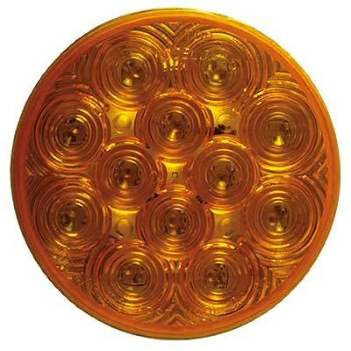 4 Round Led Stop/tail/turn W/ Chrome Flange 12 Diodes - Amber Or Red - Transportation Safety