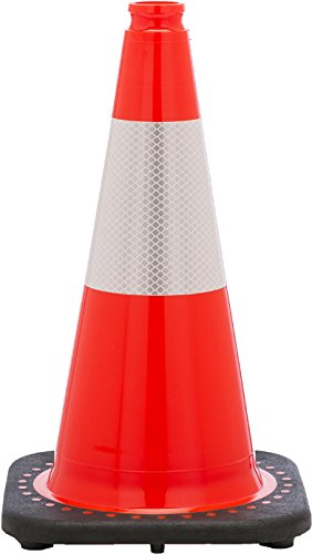 JBC Safety Plastic Revolution Series 18" Traffic Cone wide body with 6" Reflective Cone Collar, Orange Color