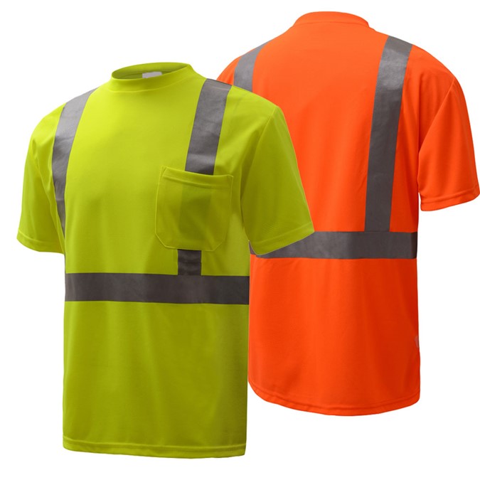 GSS Standard Class 2 Moisture Wicking Short Sleeve Safety T-Shirt With Chest Pocket
