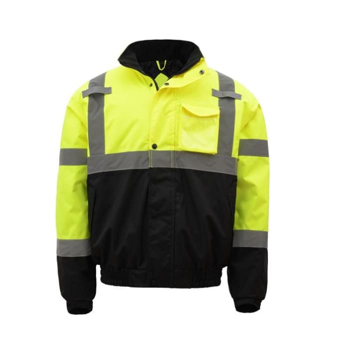 Gss Class 3 Waterproof Quilt-Lined Bomber Jacket - Lime / Regular / Small - Highway Safety