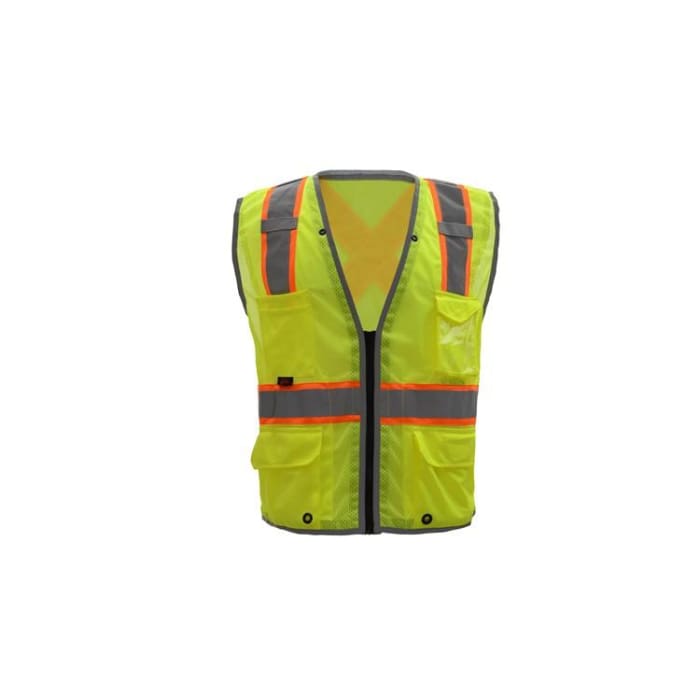 Gss Hype-Lite Class 2 Safety Vest W/ Reflective Piping-X Back - Lime / Medium - Highway Safety