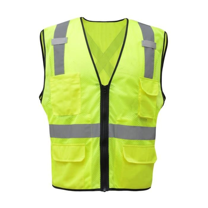 Gss Premium Class 2 Utility Safety Vest W/ X Back - Lime / Medium - Highway Safety