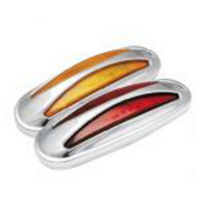 Led Clearance/marker Light W/ Plastic Chrome Bezel P2-Rated 12 Diode Amber Or Red - Transportation Safety